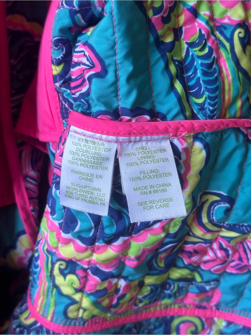 Lilly Pulitzer Blake Quilted Puffer Vest Hot Pink L - Picture 12 of 16
